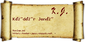 Kádár Jenő névjegykártya